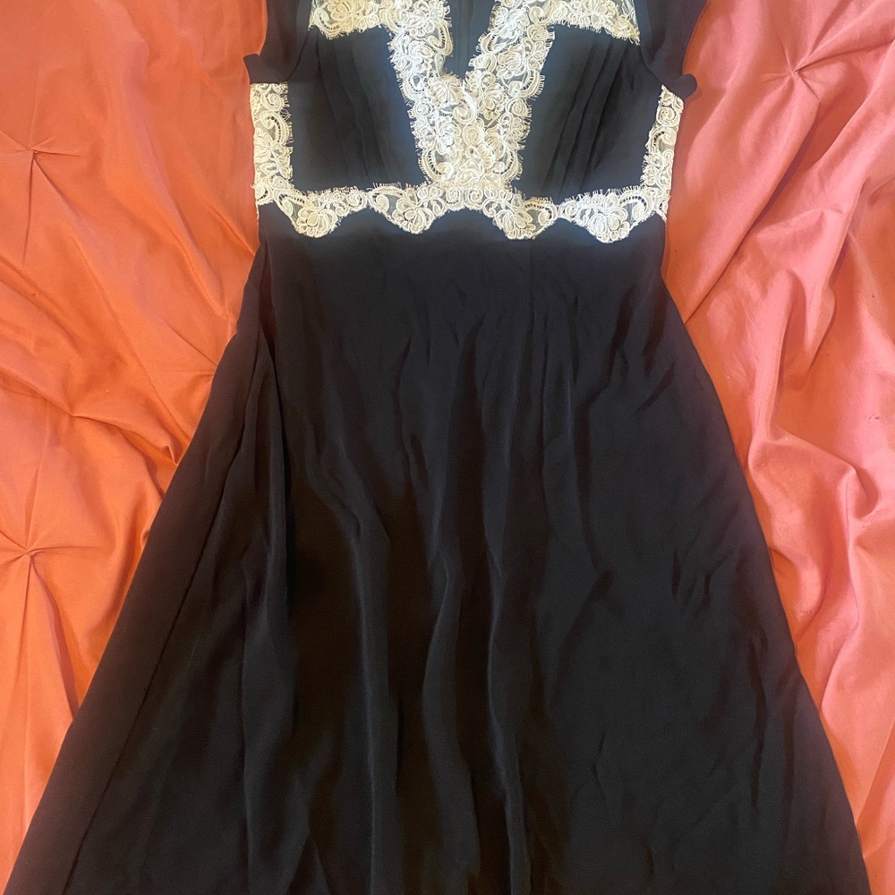 Moda International Black and Cream Midi Dress